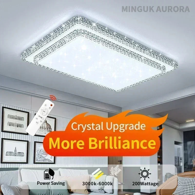 Plafonnier Diamond Design LED Remote Switch Changing Crystal Ceiling Lamp 72/200W White/Warm Dining Chandelier Lighting Decor