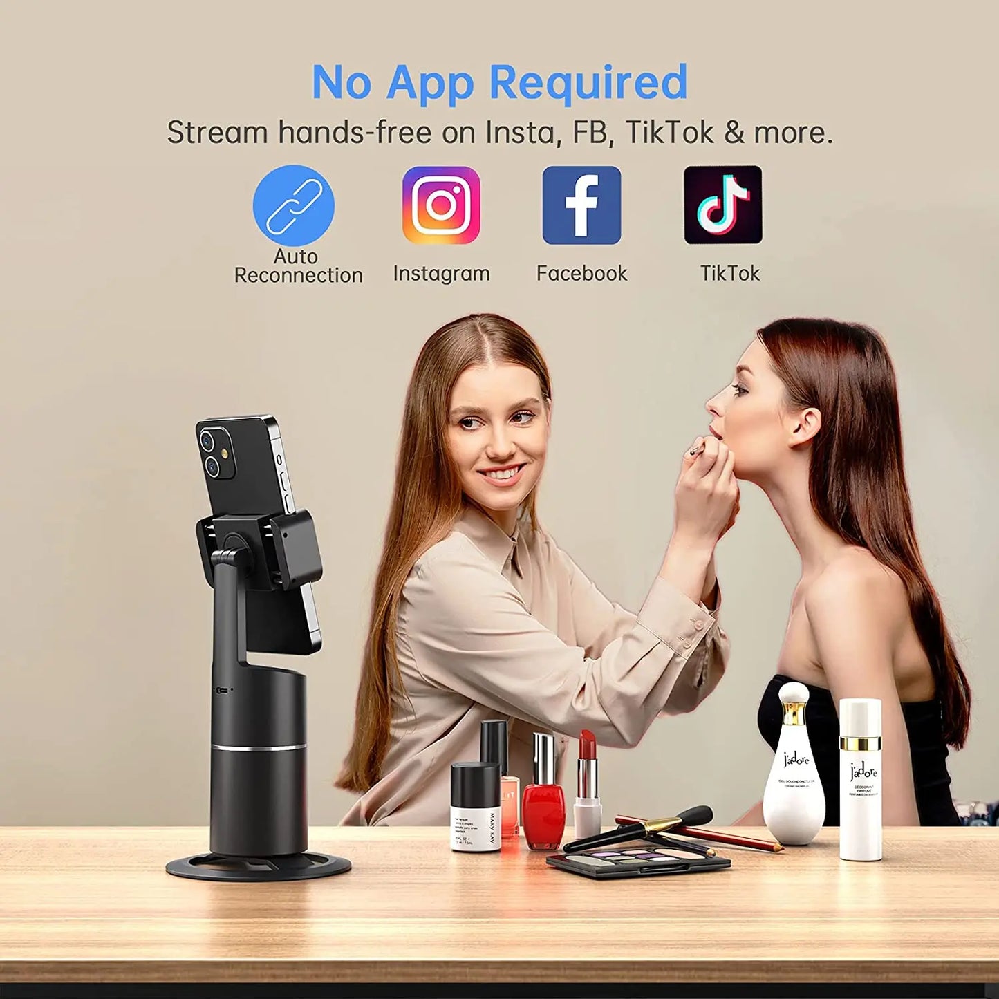 Auto Tracking Phone Holder 360° Rotation Motion Tracking Mount Selfie Tracking Tripod For Vlogging,Streaming Gimbal Stabilizer