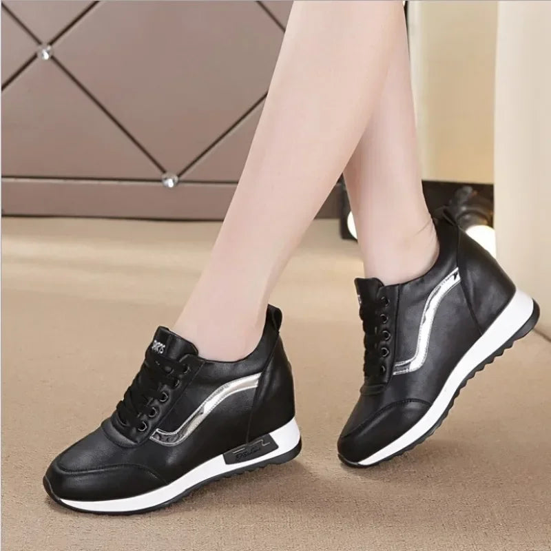 Inside Elevated Height Women's Shoes Korean Style White Shoes Autumn New Wedges Casual Sneakers Women Zapatos De Mujer 2024