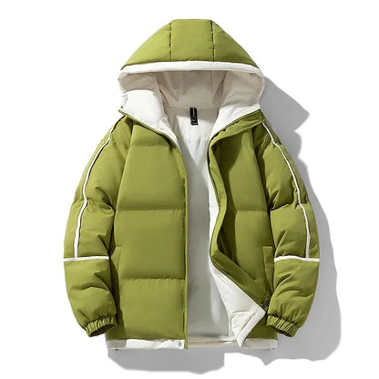 Winter New Men's Hooded Cotton Coat Trendy Loose-Fit Puffer Jacket Thickened Warm Down Cotton-Padded Jacket Casual Scene