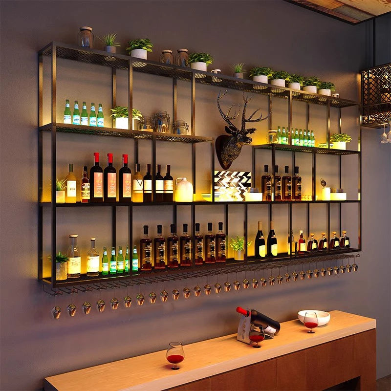 Inverted Holder Unique Bar Cabinet Hanging Display Restaurant Modern Wine Cabinets Metal Cremalheira De Vinho Bar Accessories