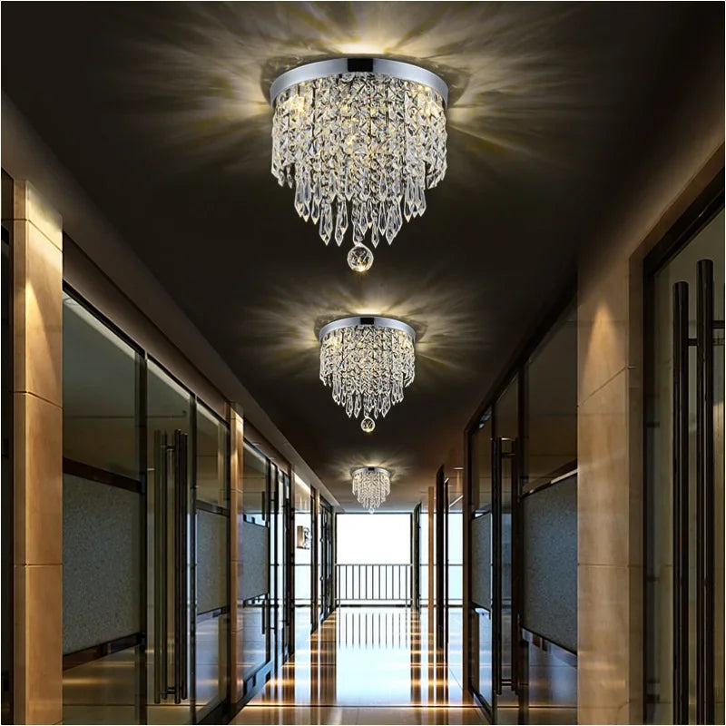 European style light luxury crystal Lustre chandelier living room bedroom bedroom E27 crystal ceiling lamp Fixtures Home Decor