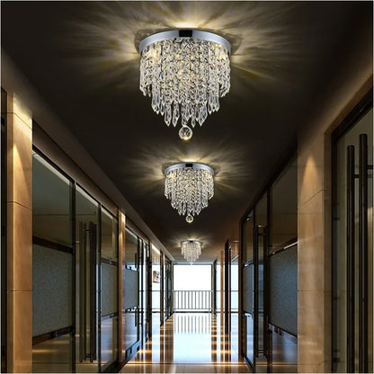 European style light luxury crystal Lustre chandelier living room bedroom bedroom E27 crystal ceiling lamp Fixtures Home Decor