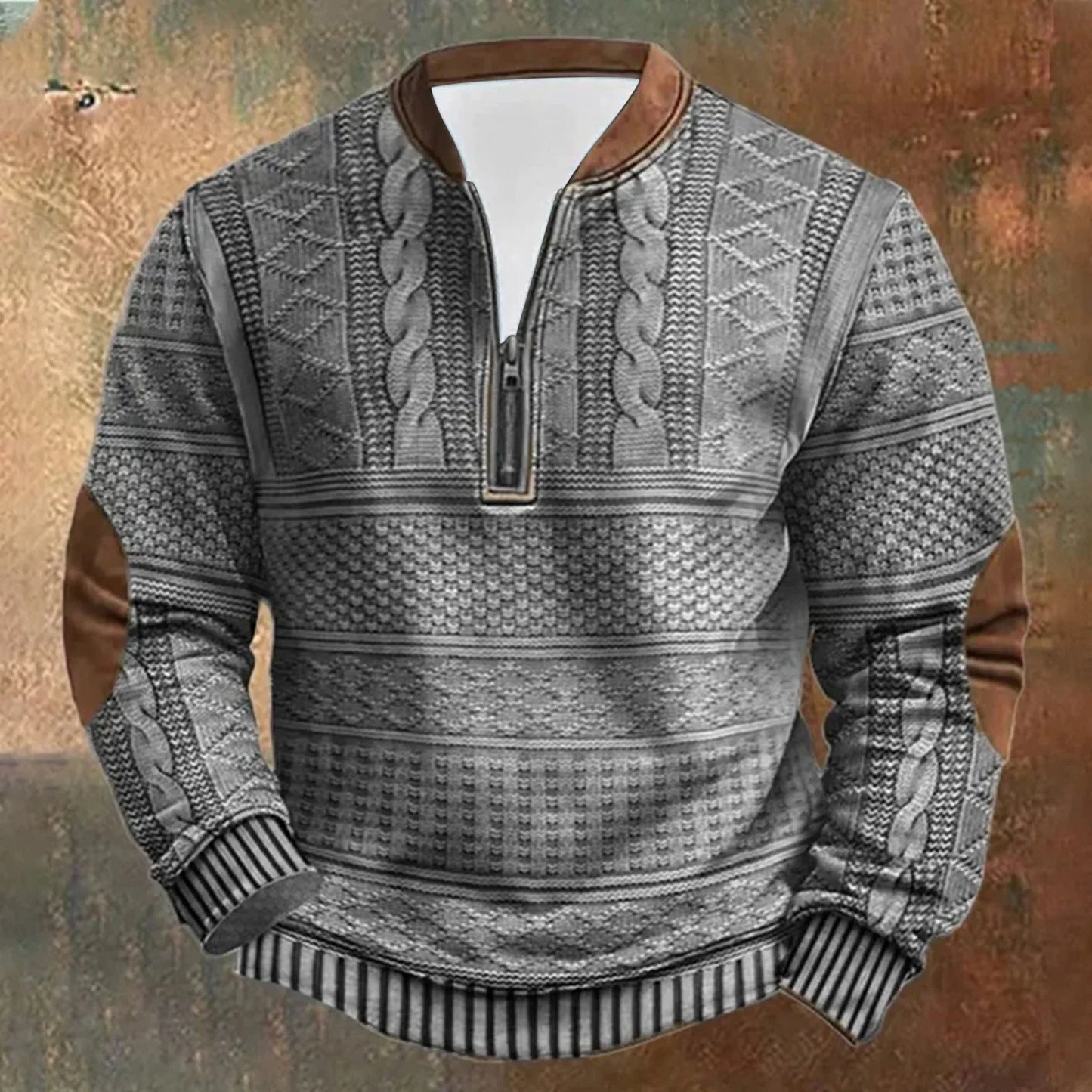 Trendy Oversize Sweatshirts For Man Outdoor Casual Long Sleeve Hoodless Pullover With Standing Collar Youth Men's Winter Sweater