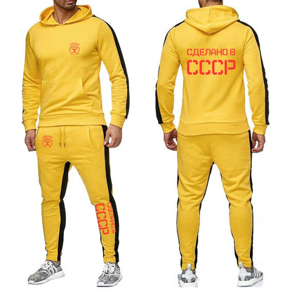 CCCP Russian Soviet USSR 2025 Men's New Sport Wear Hoodie High Quality Solid Color Long Sleeve Tracksuit+Casual Sweatpants Suit