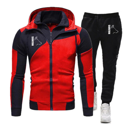 2024 Silly Dog Belgian Malinois Print New Diagonal Zipper Men Fashion Tracksuit Hoodie Comfortable Casual Sweatshirt + Pant Suit