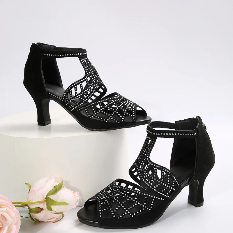 2024 Summer Roman Women Shoes Fashion Stiletto Rhinestone Hollow Fish Closed Toe Sexy Dance Shoes Plus Size 43 Ladies Sandals