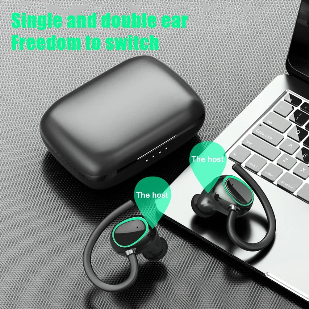 20 Hours Play time Hiking Waterproof Bluetooth-compatible Earphone Dual Wear Sport Wireless Headset  Ipx7 Stereo Earbuds