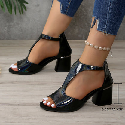 Shoes for Women Sandals Peep Toe Chunky Heel Dress Elegant Woman Heels Black on Offer Pumps New Luxury Trend Plus Size 43 44 45