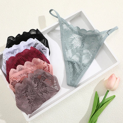 FINETOO 6PCS/Set Lace Thong Female Bikini Lady Intimates S-XL Women Seamless Panties Sexy Girl's Underwear Transparent Briefs