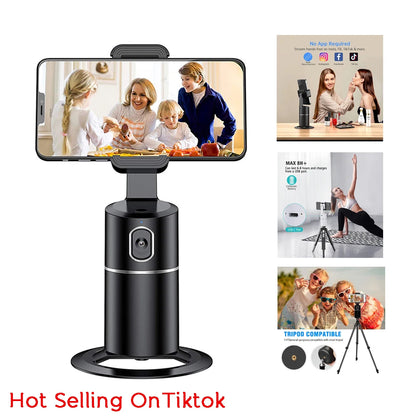 Auto Tracking Phone Holder 360° Rotation Motion Tracking Mount Selfie Tracking Tripod For Vlogging,Streaming Gimbal Stabilizer