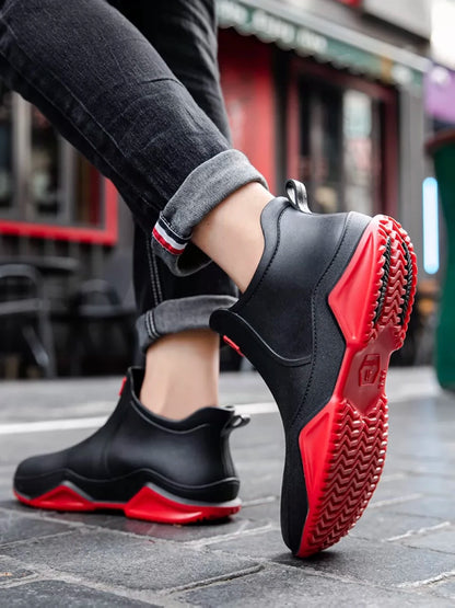 New Rain Shoes Ankle Women Waterproof Shoes Rain Boots Men Anti-slip Wear-resistant Plush Fashion Kitchen Summer Winter