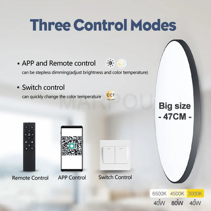 MARPOU 220V 36W 50W 80W Smart Round Ceiling Light  with bluetooth APP Remote control Waterproof ceiling light bathroom kitchen