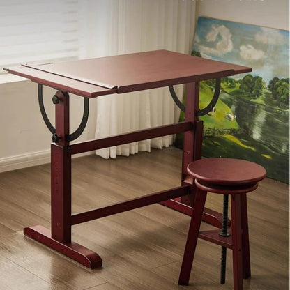 Dedicated Painting Solid Wood Drawing Table Adjustable for Architectural Designers Workbench Studio Office Desks 이동식 책상 사무실