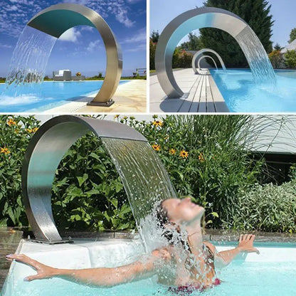 Garden Pool Waterfall 40x20cm Stainless Steel Swimming Pool Fountain Bathtub Hot Spring Hardware Faucet