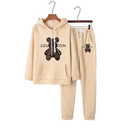 Women Luxury 2 Pcs Set Ladies Soft Hoodie Sets Vintage Female Sport Designer Hooded Sweatshirt Harajuku Y2k Trendy Tracksuit