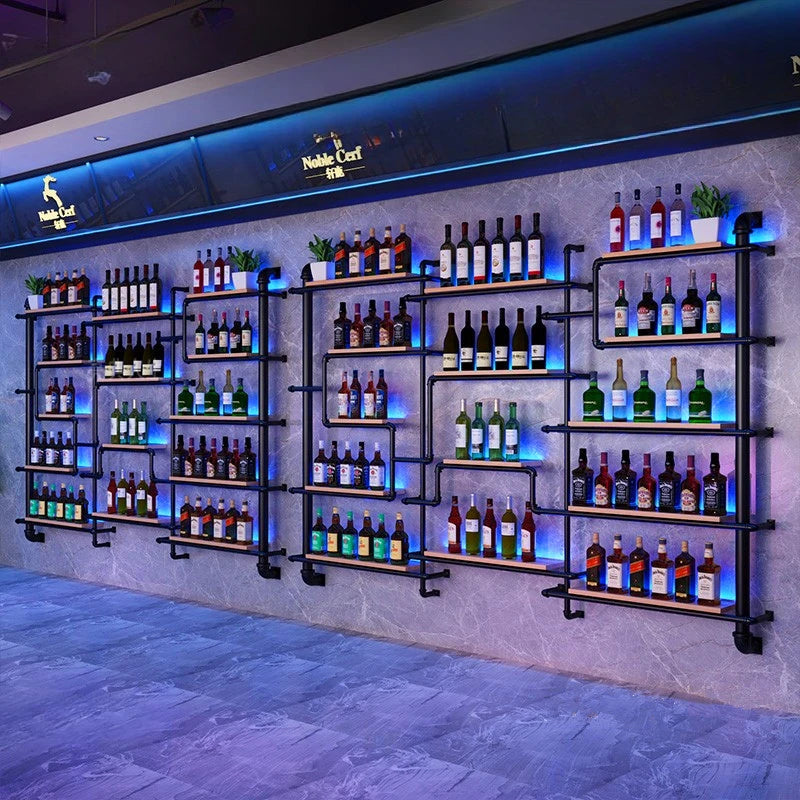 Bar Exterior Farmhouse Cabinet Display Shop Furniture Vinegar Wine Glass Wall Restaurant Modern Nightclub Holder Drink Showcase