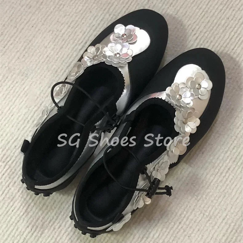 Mixed Color Round Toe Flowers Mary Janes Women Ballet Flats Summer Breathable Anti-Slip Sport Shoes Ladies Leisure Sneakers