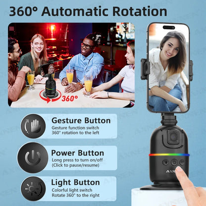 AXNEN P03 Gimbal Mobile Phone Stabilizer AI Face Tracking 360 Rotation Desktop Follow Selfie Stand for Iphone 15 Pro Max Android