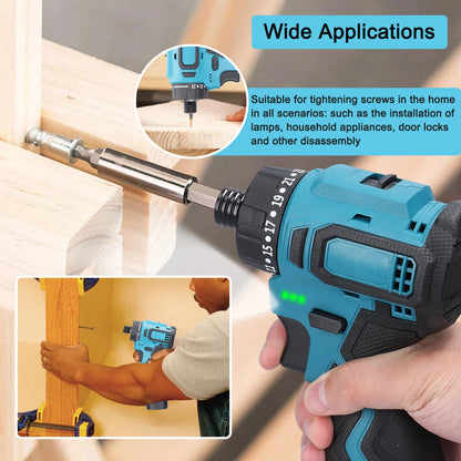 18V Brushless Lithium Electric Screwdriver Torque Adjustable 2 Speed Control Modes Repairing Tool Kit Electric Screw Driver