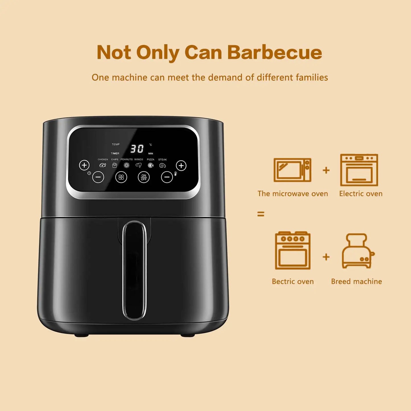 EXSAMO 10L Large Capacity Smart Electronic Digital Deep  Fryers Oven Without Oil 2000W Multi-Function With Touchscreen Air Fryer