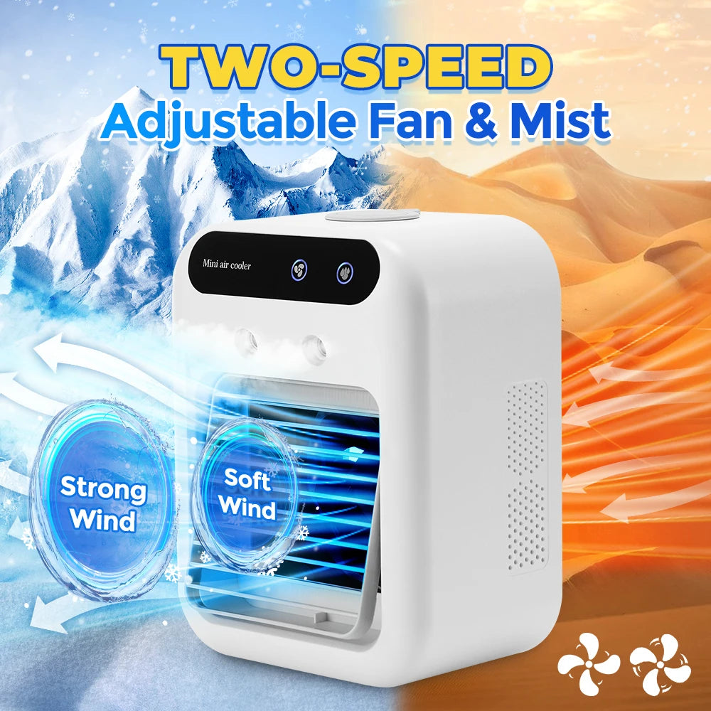 Portable Air Conditioner Mini Air Cooler Cooling Fan Air Conditioner Fan for Room Rechargeable Air Conditioning Humidifier Fan