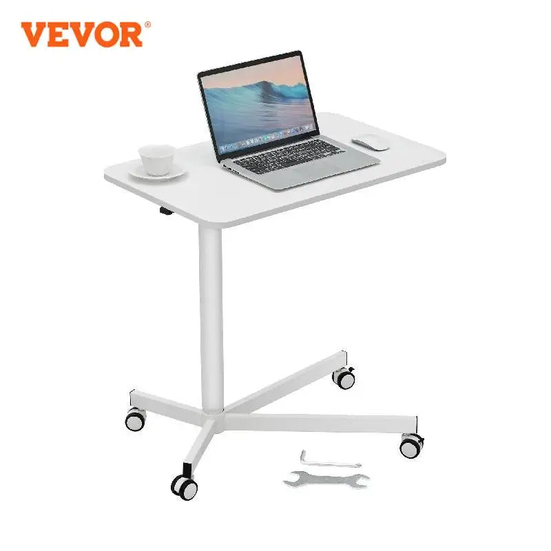 VEVOR 28"-44" Gas-Spring Height Adjustable Sit-Stand Desk W/ Wheels Portable Rolling Laptop Table Computer Cart for Home Office