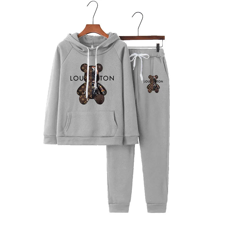 Women Luxury 2 Pcs Set Ladies Soft Hoodie Sets Vintage Female Sport Designer Hooded Sweatshirt Harajuku Y2k Trendy Tracksuit