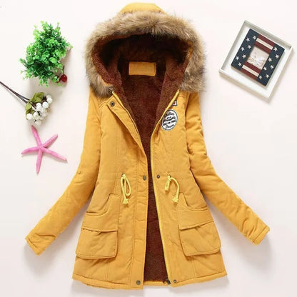 Casual All-Match Winter Jacket Women New In Coat Fleece Warm Elegant Multicolor Padded Jacket Slim Drawstring Outdoor Hooded Top