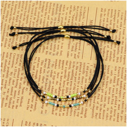 5pcs/lot Boho Rice Beads Charm Braided Bracelet Men Adjustable Black Cord Lucky String Bracelets Femme Fashion Jewelry