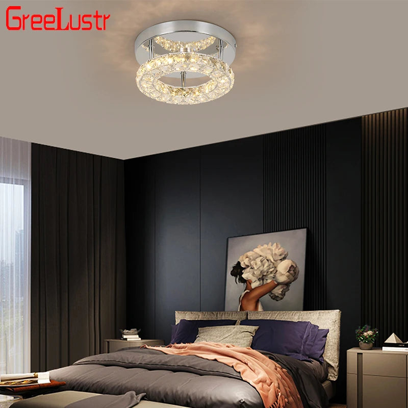 Led K9 Crystal Ceiling Lamp Bedroom Kitchen Cricle Ceiling Chandelier LightCristal Lustre Home Decora 110V-220V Lighting Fixture