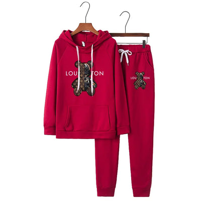 Women Luxury 2 Pcs Set Ladies Soft Hoodie Sets Vintage Female Sport Designer Hooded Sweatshirt Harajuku Y2k Trendy Tracksuit