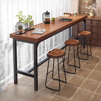 Modern Reception Brown Bar Table Metal Square Minimalist Midcentury Bar Dining Table Square Mesa Pared Living Room Furniture