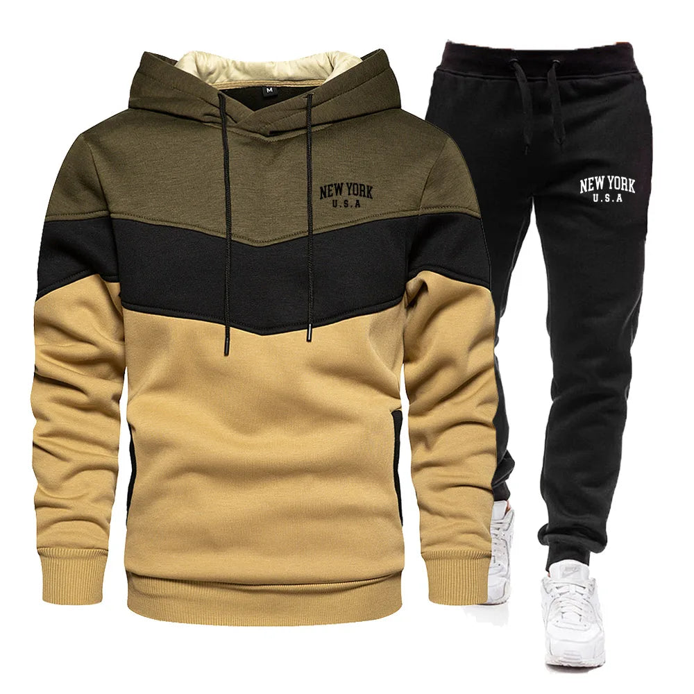 2024 New Men's Autumn/Winter Set New York City Hoodie Pants Casual Sportswear Men's Sportswear Brand Clothing