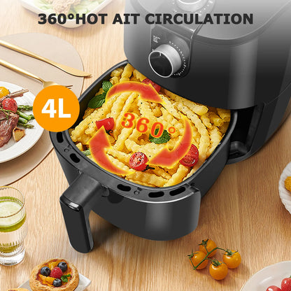 4L Oil Free Fryer 1500W Fast Air Circulation Fryer 30 Minute Timer Adjustable Temperature 80-200 ℃ Less Oil Smoke Free BPA