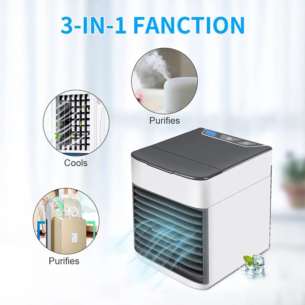 Mini Portable Air Conditioner USB Cooler 7W Tabletop Fan 3 in 1 Purifying Humidifier Cooler with 3 Adjustable Speeds Home Offic