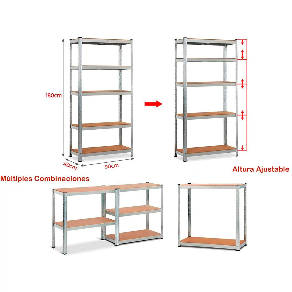 875kg galvanized metal shelf 5 shelves 180x90 40cm garage | Storage room | Storage | Local | Office